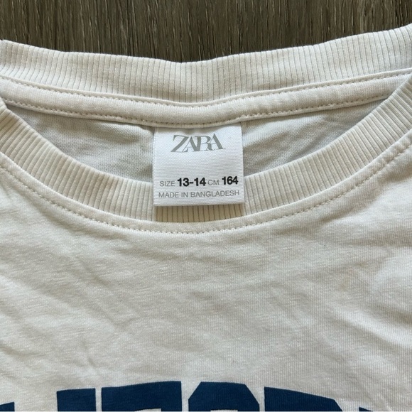 Zara White and Blue California American Flag Crew Crop Top - Picture 2 of 4